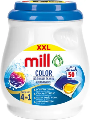 Zdjęcie produktu dla Mill Professional Color - Kapsułki do prania tkanin kolorowych 50 sztuk