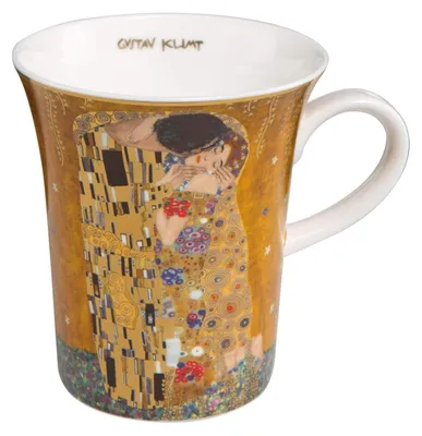 Bone-China-Becher, Gustav Klimt Der Kuss, Gold, 400 ml
