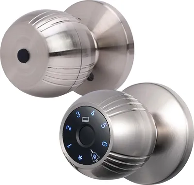 Obrázok produktu pre Inteligentný zámok Bezkľúčový vstupný gombík Ty App Remote Access BT 5 v 1 odtlačok prsta/heslo/karta/klúč/aplikácia pre spálňu so šírkou 40-60 mm strieborná