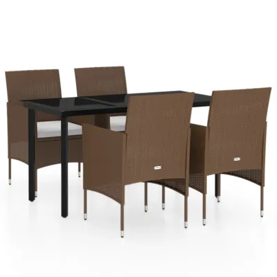 Imagen del producto de vidaXL Juego de mesa de jardín de 5 piezas con cojines, color marrón y