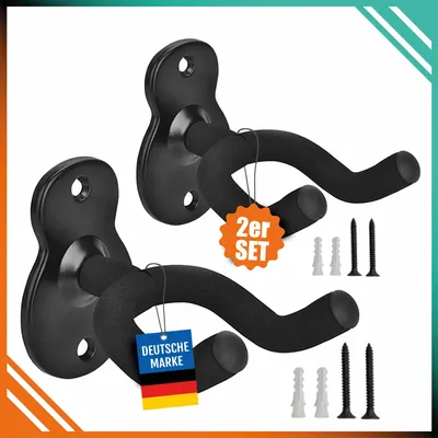 Produktbild von Gitarren Wandhalter für 2 Gitarren aus Stahl mit drehbarem Joch-Design und EVA-Schutzschicht