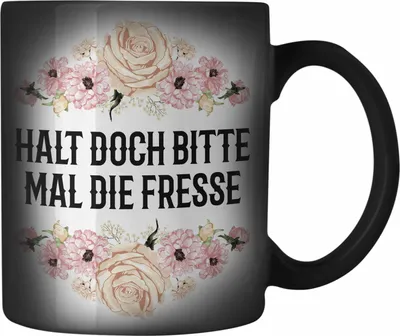 Produktbild von Trendation - Halt Doch Bitte Mal Die F Lustige BüroFarbwechsel Zauber-Tasse Farbwechsel Zauber-Tasse mit Spruch Geschenk Kollegin Kollege Provokant (Schwarz)