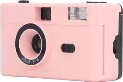 Obrázek produktu pro 35mm filmový fotoaparát, opakovaně použitelný, lehký, vintage, integrovaný blesk s objektivem 28 mm F/8, rychlost závěrky 1/120 s, růžový