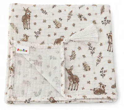 Image de Fro-Tex Drap de bébé mousseline avec pompon 80x80 cm doux