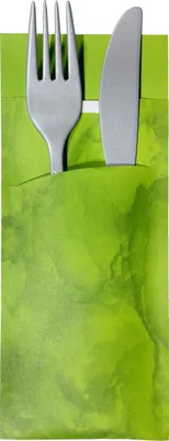 Produktbild von 30 Bestecktaschen mit Serviette apfel-grün marmoriert 20 cm