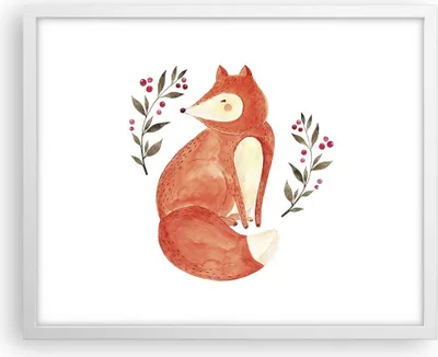 Produktbild von Gerahmtes Poster - Weißer Rahmen - Nov Illustration Fuchs - 50x40 cm - Wand Bild - Wanddeko - Wandbilder - Kunstposter - Wandposter - Bilderrahmen - Bilder - Kunstdruck - P2WAA50x40-4862