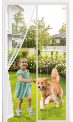 Produktbild von Fliegengitter Balkontür Magnetisch 120x240cm Insektenschutz Ohne Bohren Weiß