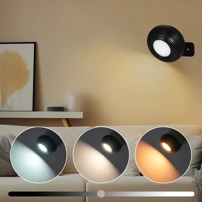 Produktbild von 7MAGIC LED Wandleuchte Innen 1 Stück, Akku Wandleuchte Innen LED Wandlampe Batteriebetrieben mit Schalter, 360° drehbare USB Aufladbare Magnetische Flurlampe, für Schlafzimmer Wohnzimmer Treppe