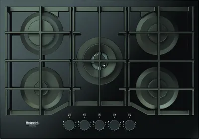 Produktbild von Hotpoint HAGS 72F/BK 1, Schwarz, Integriert, 73 cm, Gaskochfeld, Glas, 5 Zone(n)