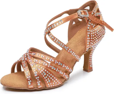 Obrázok produktu pre Latinské tanečné topánky strass podpätku 7 cm, mäkká podrážka, pre tanečnú párty