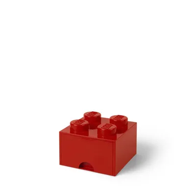 Image de LEGO 40051730 Boîte à tiroirs LEGO STORAGE BRICK DRAWER 4, 1 tiroir, rouge