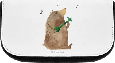 Produktbild von Mr. & Mrs. Panda Kosmetiktasche Bär Gitarre - Weiß - Geschenk, kulturtäschchen, Organizer, kosmetikaufbewahrung, Waschtasche, Teddy, Kulturbeutel