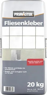 Produktbild von Primaster Fliesenkleber 20 kg standfest für keramische Fliesen bis 30x30 cm Innen