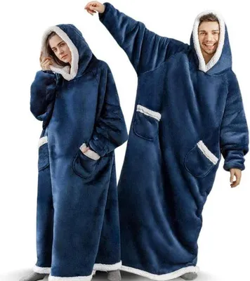 Obrázok produktu pre Mikina-deka, extra dlhá – modrá, veľkosť XXL/3XL