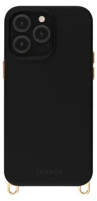 Zdjęcie produktu dla Etui ochronne Selencia Rivièra z magnetycznym mocowaniem MagSafe i odpinanymi zaczepami, przeznaczone dla Apple iPhone 14 Pro - kolor: Velvet Black