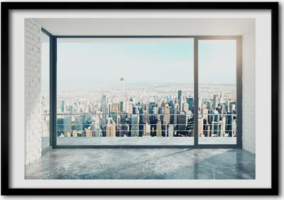 Produktbild von Bild - Bilderrahmen - 100 cm x 70 cm - MDF - Rahmen - Foto - Wandkunst Blick auf die Stadt