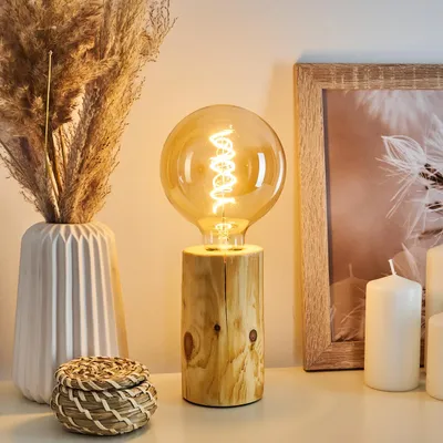 Produktbild von Pontinvrea »Pontinvrea« moderne Tischlampe aus Holz in Natur/Schwarz