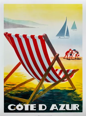 Immagine prodotto di Costa Azzurra - Sdraio - Spiaggia - Poster 30x40 cm