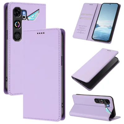 Produktbild von Handyhülle für ZTE nubia Neo 5 GT, Kunstleder Klapphülle Stoßfeste Magnetische Hülle mit Ständer Violett
