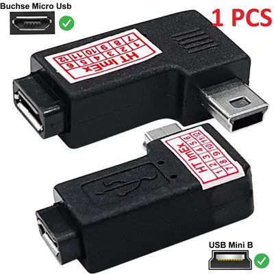 Produktbild von Mini USB Stecker auf Micro USB Buchse 90° Gewinkelt Winkelstecker Adapter