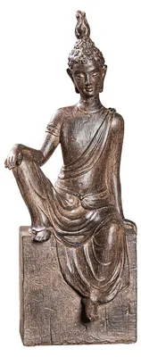 Productafbeelding van Gilde Figuur, Boeddha, "Maitreya", Kunsthars, bruin, set van 2, Lengte: 12 cm, Breedte: 15 cm, Hoogte: 38 cm. Artikelnummer: 52931, EAN: 4063387529317