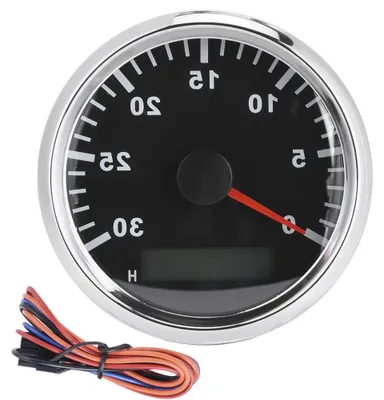 Productafbeelding van Toerenteller Boot - Snelheidsmeter Motor - Motorprestaties Meten - Roestvrij Staal - 85 mm - Zwart met Zilver