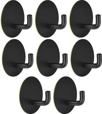 Produktbild von 8 selbstklebende Haken, rostfreier Stahl, schwarz, wasserdicht, für Küche, Bad