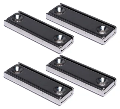 Produktbild von Neodym Magnet mit Bohrung Senkung - Extra Starke Topfmagnete 40mm x 13,5mm - 16 KG Zugkraft - Flachgreifer Quader mit M3 - Senkbohrung [4 Stück]