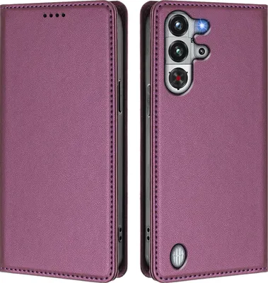 Produktbild von Handyhülle für ZTE nubia RedMagic 10 Pro, Kunstleder Klapphülle Stoßfeste Magnetische Hülle mit Ständer Lila