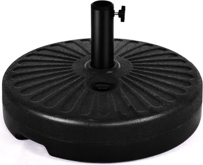 Produktbild von Sonnenschirmstaender 23 L, Sonnenschirmbasis mit verstecktem Griff, befüllbarer Sonnenschirmfuss mit Wasser, runder Schirmhalter, Schirmstaender für Balkon & Garten & Terasse, ?50 cm, schwarz