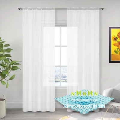 Voile-Gardinen 2er-Set, weiß, 132x230 cm, Stangentasche