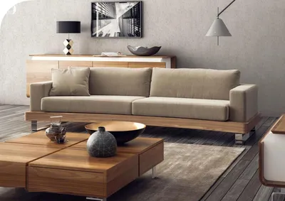 Produktbild von Dreisitzer Couchtisch Wohnzimmermöbel Holzgestell Textil Sofas Holztisch