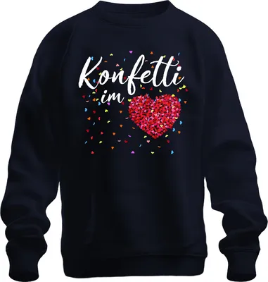 Imagen del producto de Sudadera o jersey uni, color azul marino, talla M, con motivos de carnaval: confeti, corazón, amor, regalo, días festivos, colores