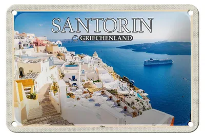 Produktbild von Blechschild Reise 18x12cm Santorin Griechenland Fira Hauptstadt Deko