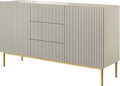 Produktbild von Nicole zweitürige Kommode mit Schubladen und Metallbeinen 150 cm kaschmirfarben und goldenen Beinen