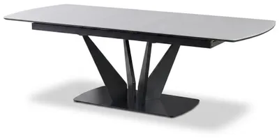 Obrázek produktu pro Minimalistický výsuvný jídelní stůl, bílá barva, designový, geometrické nohy