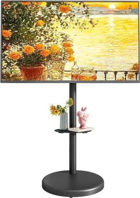 Produktbild von Mobiler TV-Ständer – Rollbarer TV-Wagen – TV-Aufstellung – Höhenverstellbar – für Bildschirme von 37 bis 86 Zoll – Schwarz
