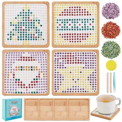4er-Set DIY-Mozaik-Untersetzer, Weihnachtsmotiv, Bastelset für Erwachsene