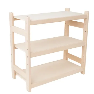 Image de Étagère empilable en bois de hêtre pour la cave ou la maison, design modulaire, 3 étagères, 50×38×60 cm (L×P×H)