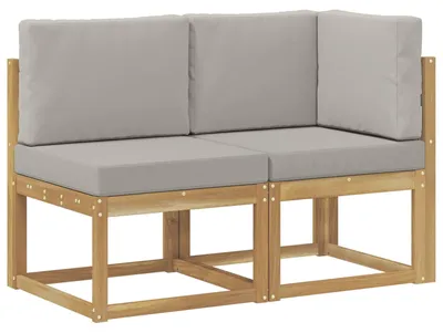 Immagine prodotto di vidaXL Divano da esterno centrale e ad angolo, 2 pezzi, bianco, legno massello di acacia