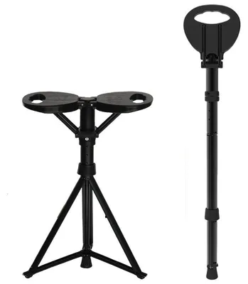 Produktbild von Gehstock mit Sitz, tragbarer Trekkingstöcke,Klappstuhl, aus Aluminium,mit Tragetasche, für Senioren, ältere Menschen, Handicap, Warten/Anstehen/Angeln