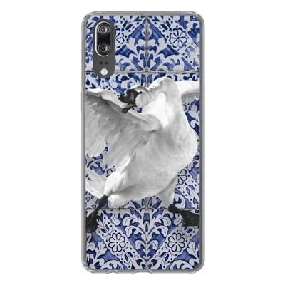 Produktbild von MuchoWow® Handyhülle Schutzhülle Hülle für Huawei P20 Schwan - Kunst - Delfter Blau - Malerei - Alte Meister Silikon Softcase Handy Hülle - Hardcover
