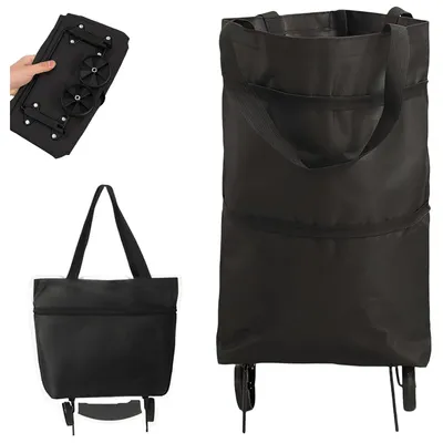 Produktbild von Einkaufstaschen, leichte Einkaufswagen, faltbar, Tretlager, eingebaute Riemenscheibe, Oxford-Stoffmaterial, schwarz
