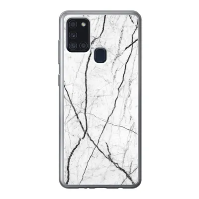 Produktbild von MuchoWow® Handyhülle Schutzhülle Hülle für Samsung Galaxy A21s Marmor - Schwarz - Weiß Silikon Softcase Handy Hülle - Hartschale