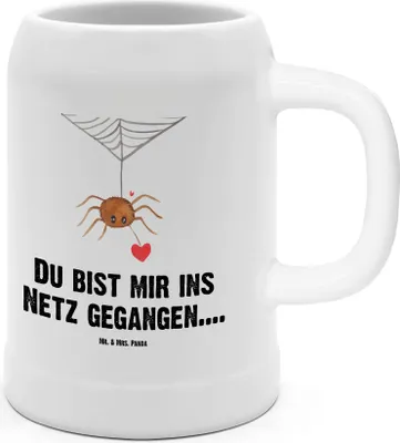 Produktbild von Mr. & Mrs. Panda Krug Spinne Agathe Liebe - Weiß - Geschenk, Verliebt, Merchandise, Bier Seidel, Liebesbeweis, Tonkrug, Keramikkrug, Liebesgeschenk, Humpen