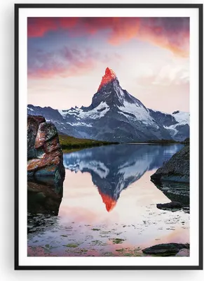 Produktbild von Gerahmtes Poster - Schwarzer Rahmen - Berge Felsen Wasser - 70x100 cm - Wand Bild - Wanddeko - Wandbilder - Kunstposter - Wandposter - Bilderrahmen - Bilder - Kunstdruck - Wandbild - P2BPA70x100-3892