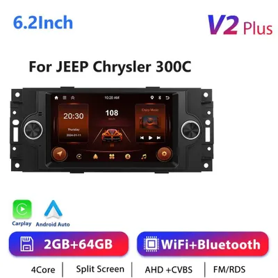 Zdjęcie produktu dla Radio samochodowe JEEP 2-DIN z systemem Android 13 – ekran dotykowy 15,7 cm – CarPlay – 2 GB pamięci RAM, 64 GB pamięci ROM – rozdzielczość 1024x600 – RDS, 4x45 W