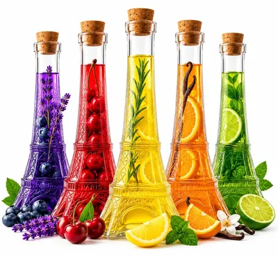 Productafbeelding van 5 glazen flessen in de vorm van de Eiffeltoren, inhoud 200 ml, geschikt voor alcoholische dranken, wijn, ideaal als cadeau voor een bruiloft