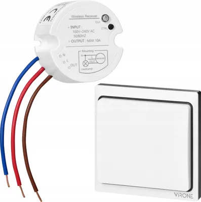 Image de Virone | Interrupteur sans fil - Modèle WB-1 - Blanc - Économique - Design élégant et moderne