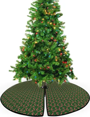Produktbild von ABAKUHAUS Weihnachten Weihnachtsbaum Rock und Schürze Zuckerstangen, Weihnachtsdeko 135 cm aus Stoff Weihnachtsbaumschmuck, Grün, Rot, Weiß